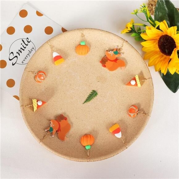 Thanksgiving Fall Earrings: Maple Leaf, Candy Corn, Turkey & Pumpkin Designs - Picture 5 of 7